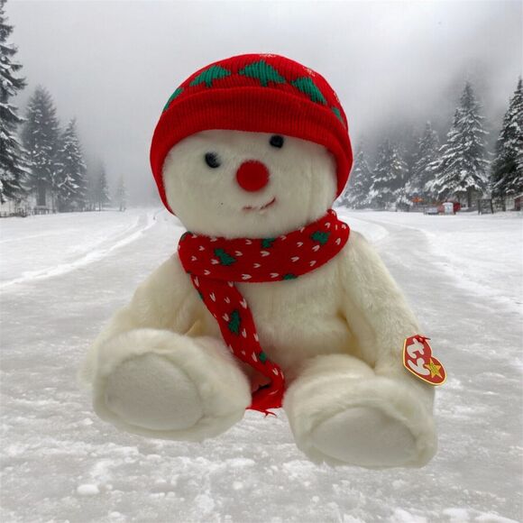 RARE "SNOWBOY" BEAUTIFUL Ty Beanie BUDDY "CHRISTMAS" SNOWMAN MWMT w/ERRORS - Picture 1 of 12